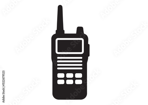 walkie talkie vector logo silhouette, military radio logo icon silhouette, walkie talkie vector logo black silhouettes illustration, walkie talkie vector silhouette logo design on white background