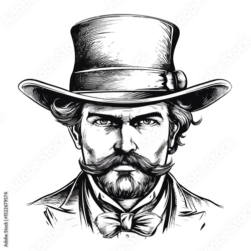 Elegant Old Fashion Clothes for Male: Vintage Hat on Aged Man's Head