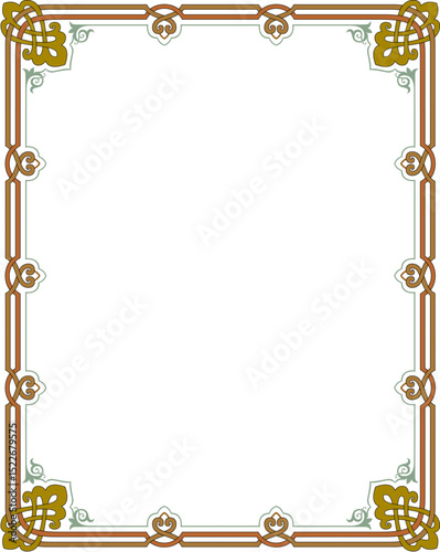 Decorative gold floral frame with vintage ornate borders and leaf pattern