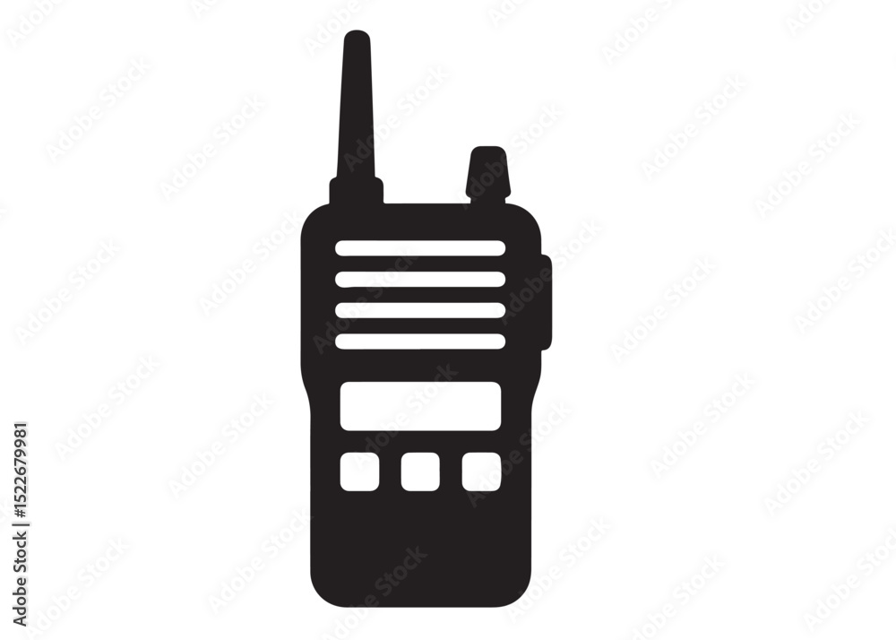 Fototapeta premium walkie talkie vector logo silhouette, military radio logo icon silhouette, walkie talkie vector logo black silhouettes illustration, walkie talkie vector silhouette logo design on white background