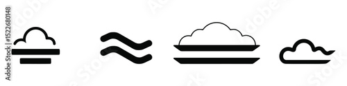 Vector illustration Set Weather Icons: Cloud, Wind, and Atmospheric Conditions - Minimalist Graphic Set