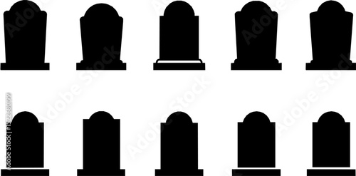 Spooky tombstone vector illustration. RIP gravestone  cemetery or tomb, stone crosses on white background., funeral concept design.