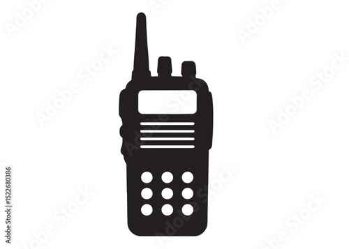 walkie talkie vector logo silhouette, military radio logo icon silhouette, walkie talkie vector logo black silhouettes illustration, walkie talkie vector silhouette logo design on white background