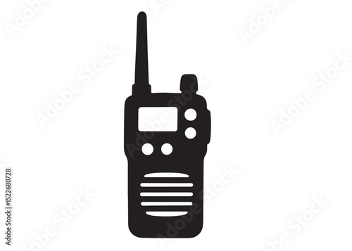 walkie talkie vector logo silhouette, military radio logo icon silhouette, walkie talkie vector logo black silhouettes illustration, walkie talkie vector silhouette logo design on white background