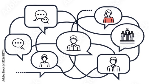 Interconnected communication network showing diverse team collaboration