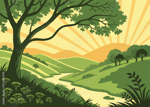 Emerald Valley – Lush Green Landscape of Rolling Hills and Natural Beauty