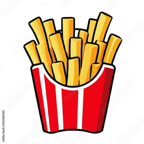 Fries in Striped Container and Confett