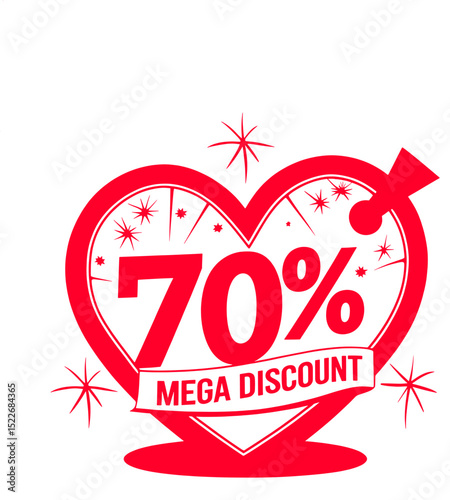 Love-Themed 70% Discount Badge for Promotions and Marketing
