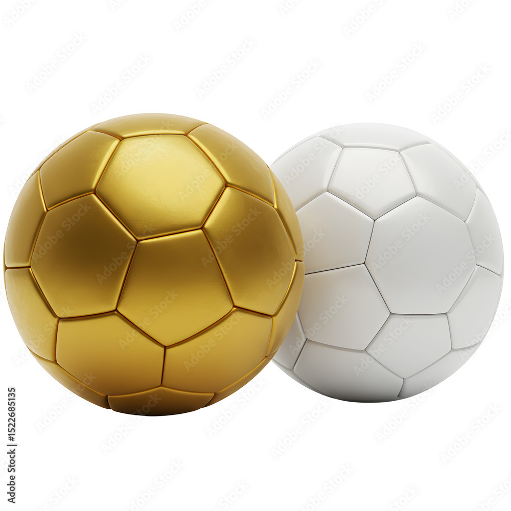 Fototapeta premium 黄金と白のサッカーボール 輝く質感 対照的な美しさ
