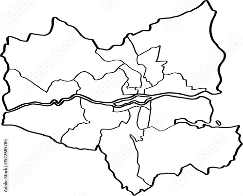 freehand drawing of Cork city map.