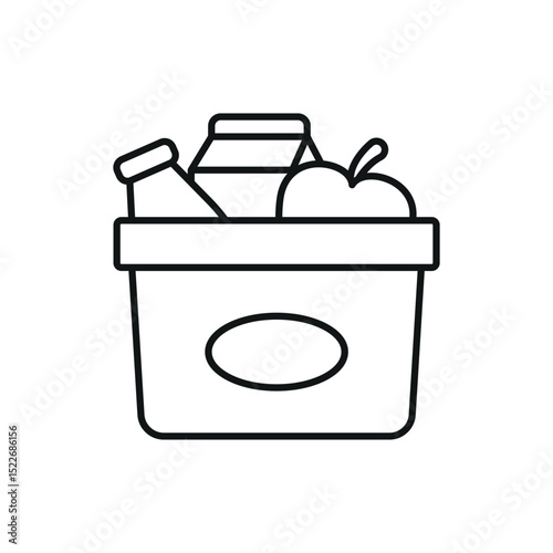 Food Basket Icon – Charity, Donation, and Grocery Aid Symbol for International Charity Day