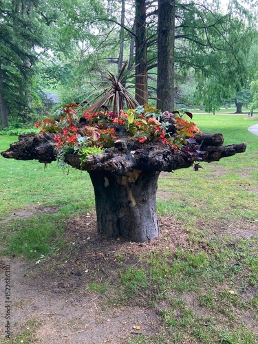 upside down tree trunk planter