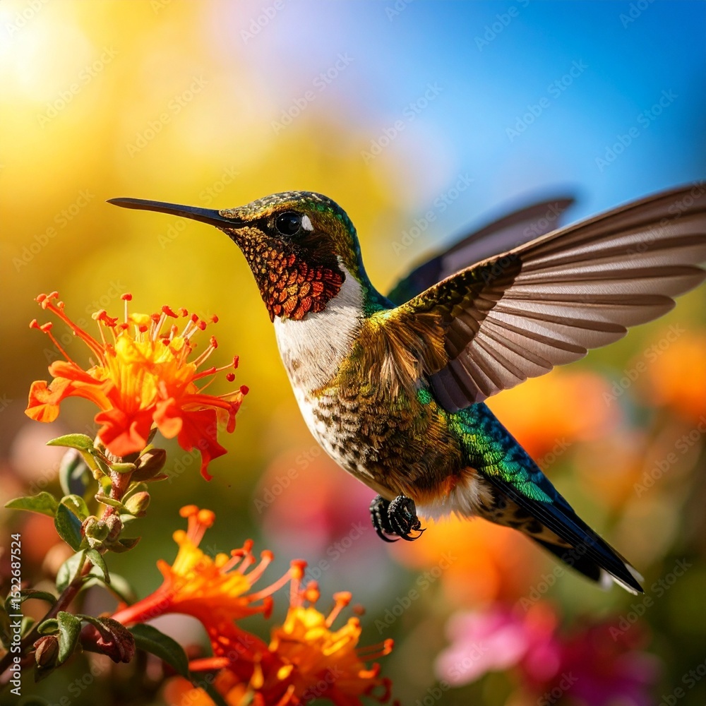 Fototapeta premium beautiful detailed image of a hummingbird, hummingbird,