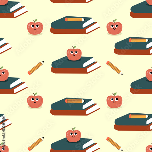 vector seamless school supplies pattern