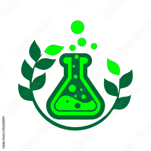 Lab flask icon set. Natural pharmacology symbol