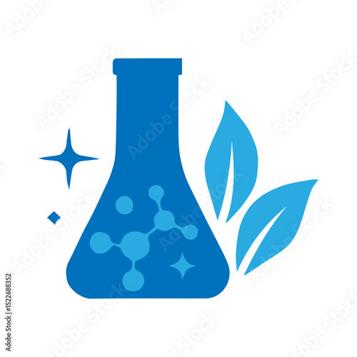 Lab flask icon set. Natural pharmacology symbol