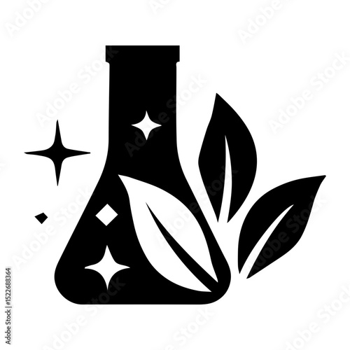 Lab flask icon set. Natural pharmacology symbol