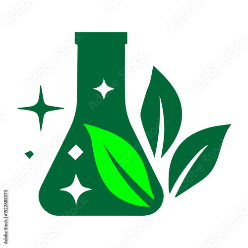 Lab flask icon set. Natural pharmacology symbol