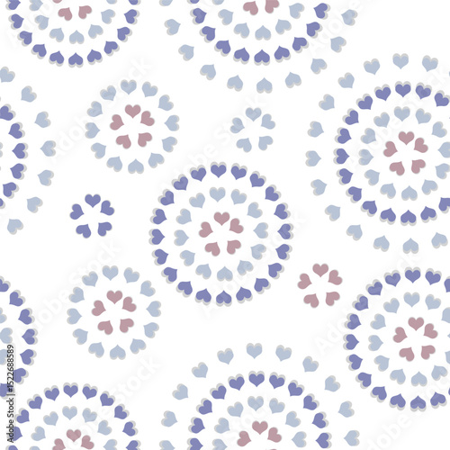 seamless violet 3D effect Heart circular textured background pattern for textiles ,dress, wallpapers
