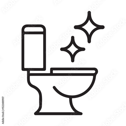 Clean toilet icon representing bathroom hygiene and sanitary practice in outline style
