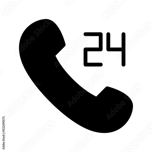 Modern Communication Icon 24 Hours Service. Represents always available support, round the clock service, or continuous assistance.