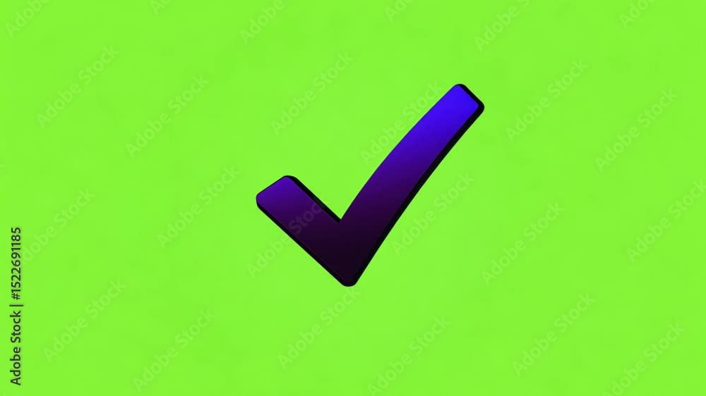Check mark appearing with smooth animation on green screen