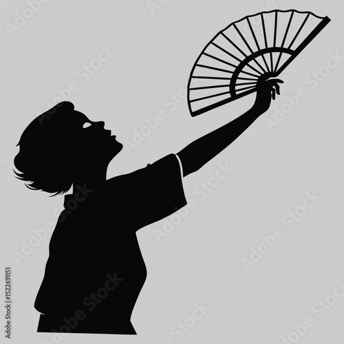 a person fanning themselves silhouette vector design art and illustration