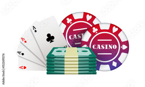 Casino composition. Vector icons isolated on white background.