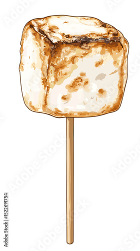 A charred marshmallow on a stick vector isolated on a white background