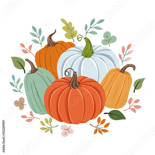 Vector collection of cute hand drawn pumpkins