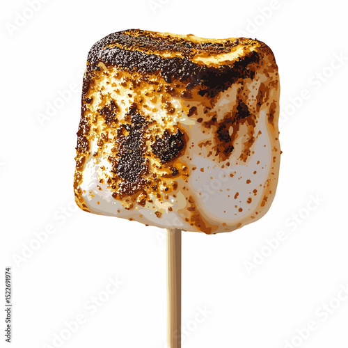 A charred marshmallow on a stick vector isolated on a white background