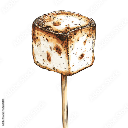 A charred marshmallow on a stick vector isolated on a white background