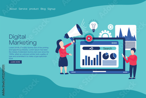 Digital marketing concept landing page