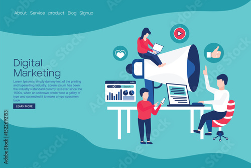 Digital marketing team concept landing page.