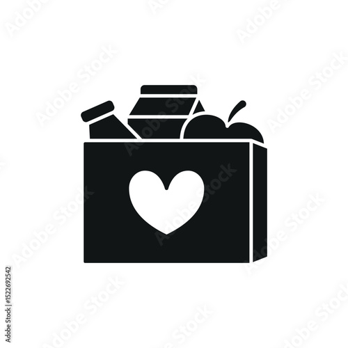Food Basket Icon – Charity, Donation, and Grocery Aid Symbol for International Charity Day