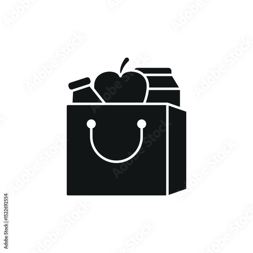 Food Basket Icon – Charity, Donation, and Grocery Aid Symbol for International Charity Day
