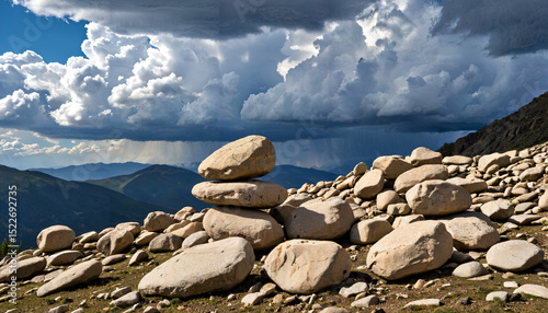 Le paysage grandiose de montagnes et de nuages