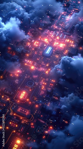 A tech-conscious recruitment poster, blue and purple, simple atmosphere, bright colors, simple tech style