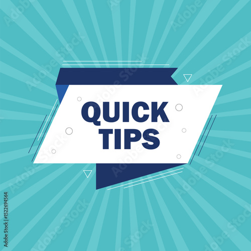 Quick tips, helpful tricks banner. Icon of solution and advice