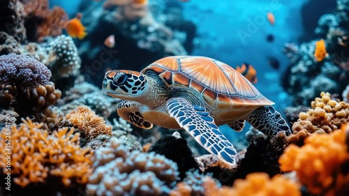 Sea Turtle Coral Reef Ocean Wildlife.