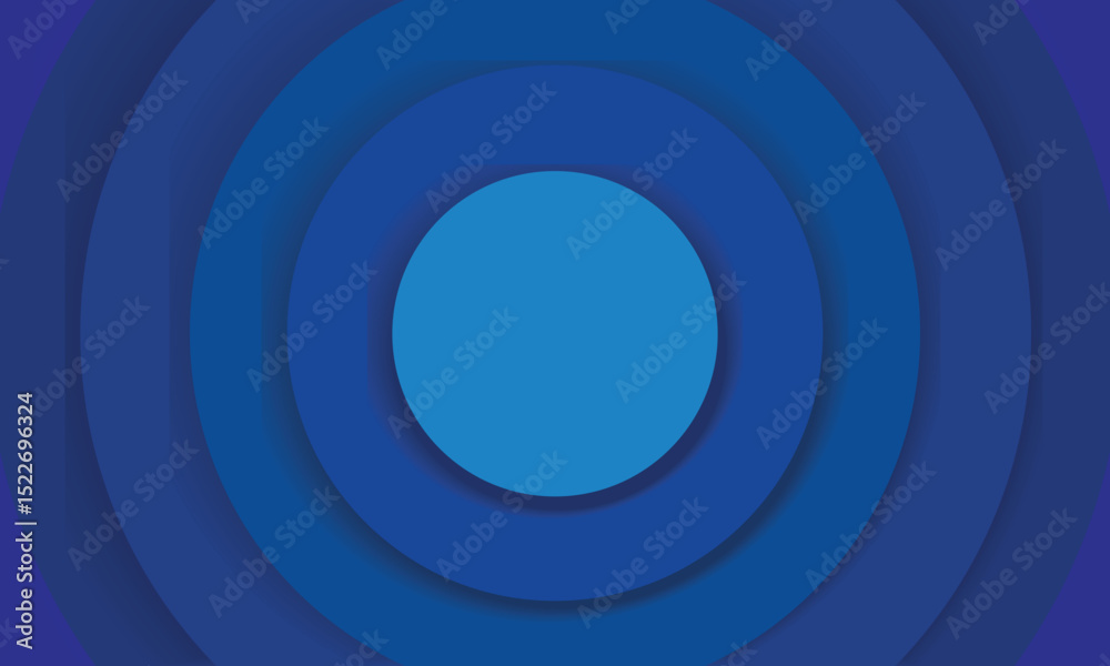 3d blue concentric circle pattern background. Vector Illustration.