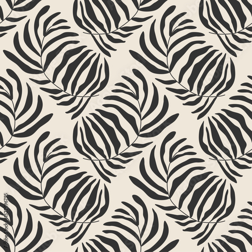 Trendy minimalist seamless botanical pattern with abstract creative hand drawn composition