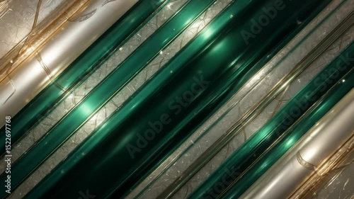 Abstract Green and Silver Diagonal Lines with Reflective Surfaces Video
