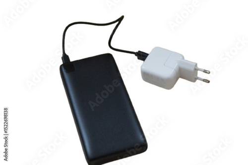 A sleek black power bank paired with a white USB charger — a minimalist and efficient duo to keep you connected anytime, anywhere.