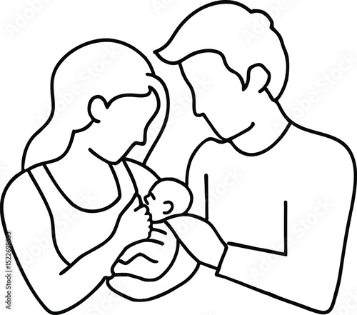 Parents with  Baby icon vector illustration on transparent background.
