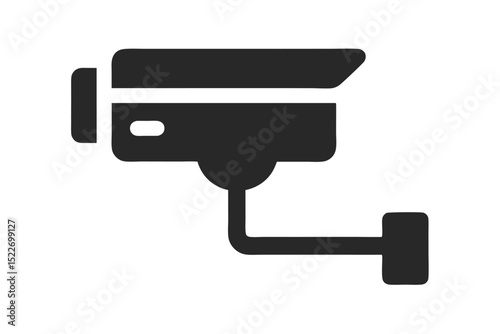 Illustration of a black security camera on a white background icon