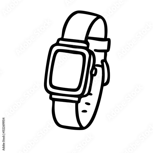 腕時計 デジタルウォッチ 線画_ 手書き