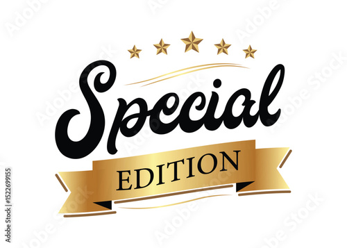 Special Edition Gold & Black Label, Premium Product Branding logo icon vector badge illustration
