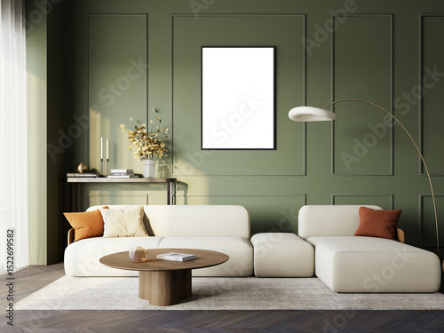 3d modern living room with sofa	