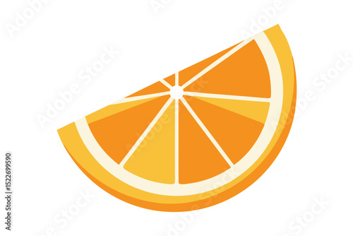 Isolated quarter slice of orange with white background illustration